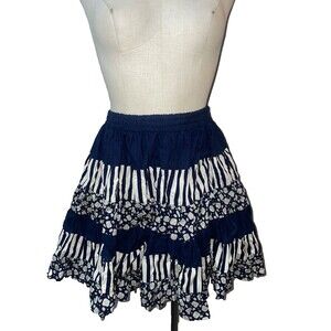 Roper Women’s Full A-Line Skirt size L made in USA Crinkled Cotton Pull-On Fairy